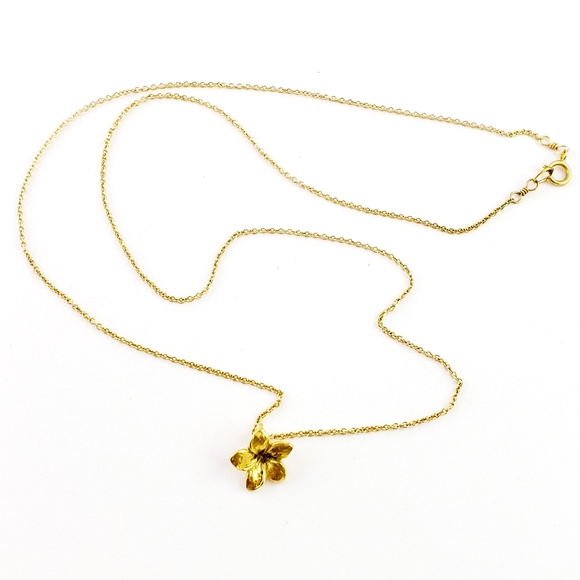 Artisan Jewelry - Vintage 14K GF Layer Necklace Plumeria Pendant